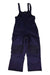 The L.L.Bean Kids' Cold Buster Bib in dark blue, with adjustable straps, front zipper, and reinforced knees, is shown laid flat on a white background—ideal insulated snow pants for hiking.