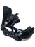 The Bent Metal Axtion Snowboard Bindings in black feature angled, adjustable straps, a high back for boot security, detailed buckles, and padded comfort—providing a responsive fit for snowboarders.