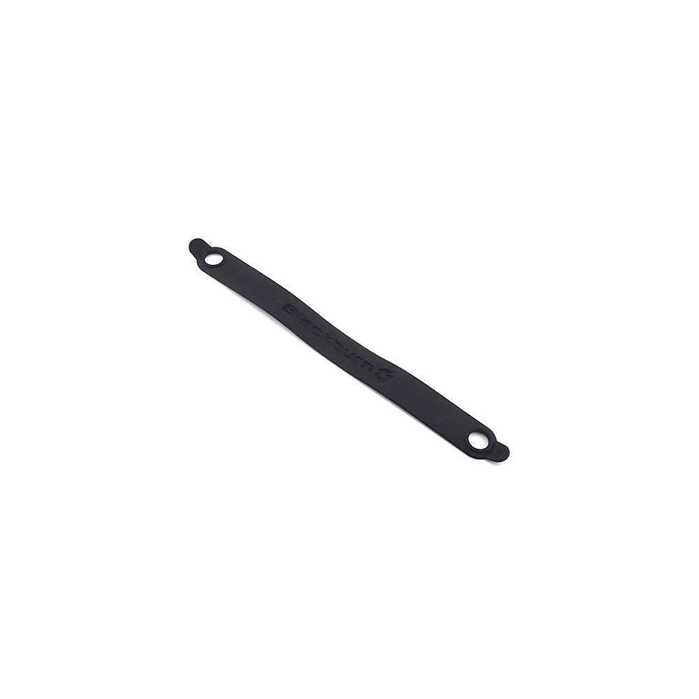 The Blackburn Raceday Trainer Rubber Band is a black, slightly curved strap with holes at both ends, shown on a white background—perfect as an accessory for trainers.