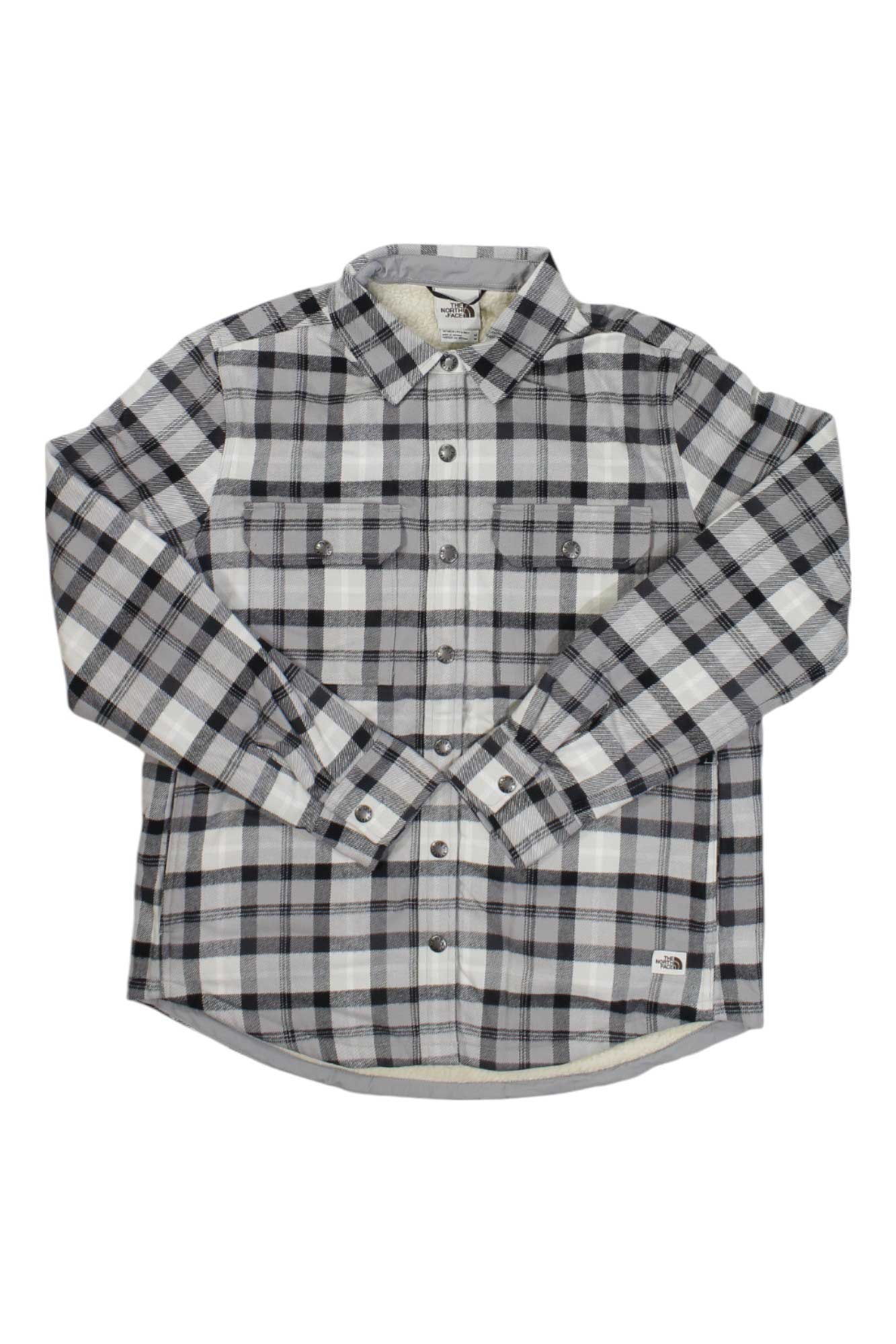 Women’s Campshire shirt in gray plaid with button front and chest flap pockets