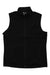 A plain black Helly Hansen Mens Varde Fleece Vest with front zipper, collar, and side pockets is displayed flat on a white background. The lightweight vest has a simple design with no visible logos.