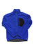 Blue lightweight jacket with zip front and black pocket detail, stand collar