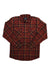 The Flylow Men's Handlebar Tech Flannel Shirt is a long-sleeve, button-up with a red, black, and ochre plaid pattern, two chest pockets with button flaps, a collar, and moisture-wicking fabric for all-day comfort.