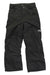 A pair of black Kids' Freedom Insulated Snow Pants by The North Face, featuring waterproof fabric, zippered pockets, button and zip closure, adjustable waist tabs, and a logo on the upper left thigh—perfect for outdoor winter fun.