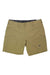 The Eddie Bauer First Ascent Men's Guide Pro 9 Inch Short features olive green fabric, belt loops, button and zip closure, two front zip pockets, a small left-leg logo, plus sun protection and moisture-wicking for outdoor comfort.