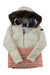 Women’s quilted jacket with faux-fur hood trim, full zip, cream and rose colorblock