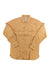 L.L.Bean Men's Chamois Shirt in tan, long-sleeve with two chest pockets and buttoned cuffs, features unbreakable buttons for lasting durability. Shirt is shown laid flat on a white background.