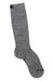 Light gray mid-crew knit sock with ribbed cuff and cushioned foot