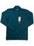 Deep teal long-sleeve crewneck sweatshirt with V-notch collar and hanging retail tag