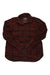 Women's flannel shirt, burgundy red plaid with button-front and chest pockets