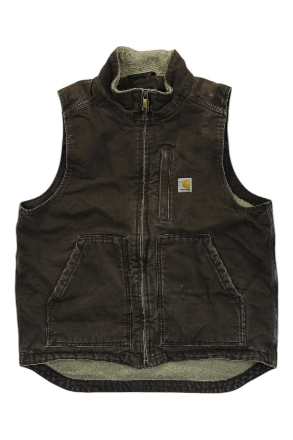 Carhartt Mens Washed Duck Sherpa-Lined Mockneck Vest Carhartt
