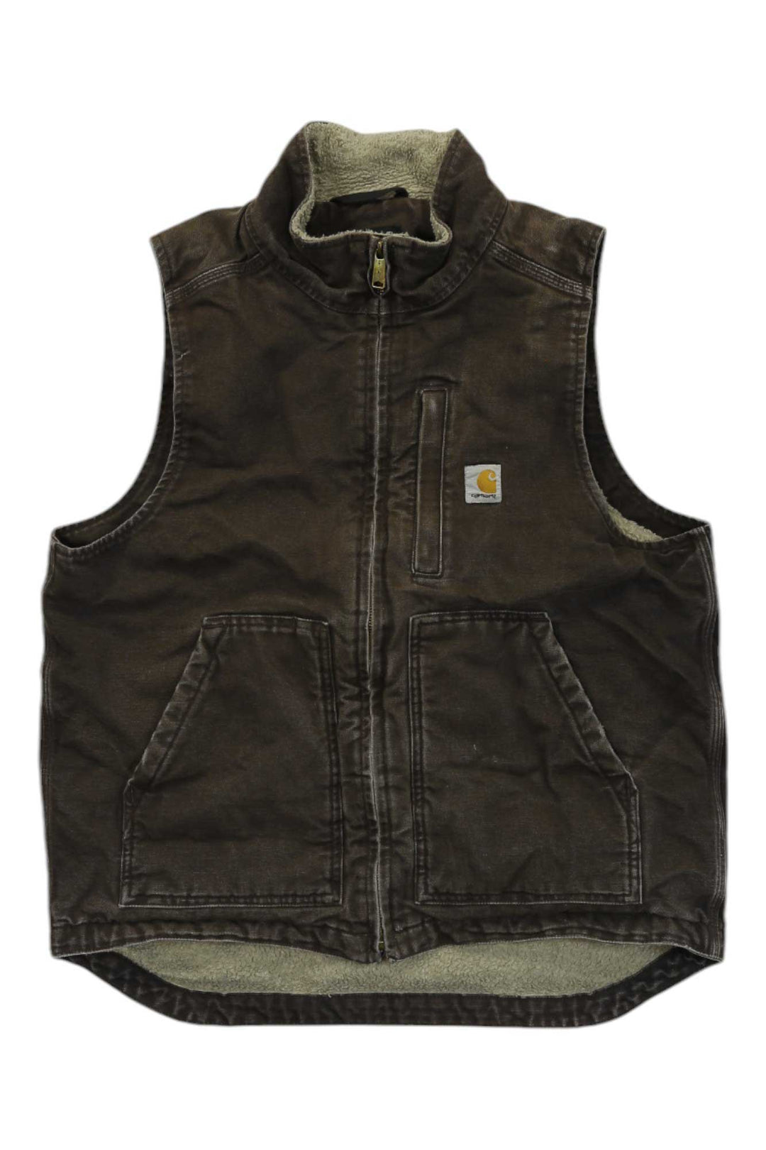 Carhartt Mens Washed Duck Sherpa-Lined Mockneck Vest Carhartt