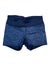 The 4 Inch Studio Short in navy blue features a subtle wavy topographic pattern, provides moisture transfer and gentle compression, and is shown flat on a white background.