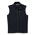 The Smartwool Men's Hudson Trail Fleece Vest is a sleeveless, dark navy vest with a full front zip, stand-up collar, two front pockets, and a small zippered chest pocket. Made from recycled wool, it's shown laid flat on a white background.