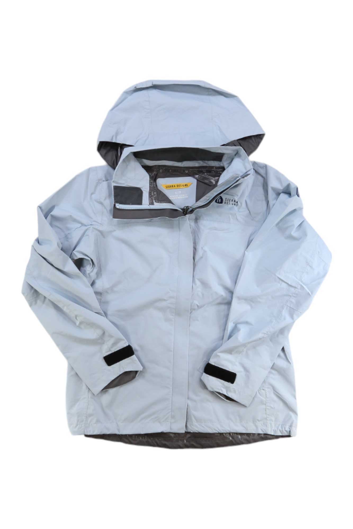 Women's light blue Hurricane jacket with hood, zip front, and elastic cuffs