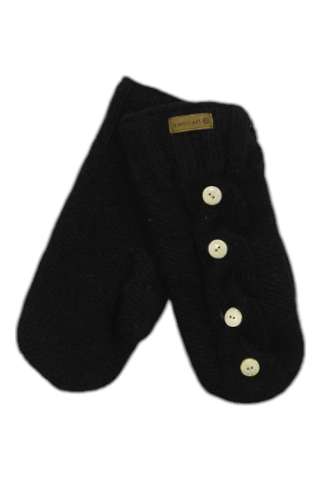 Women's black Haven mittens with button front and knit cuff