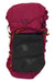 Burgundy and black backpack with front mesh pocket, cinch cords, and buckles