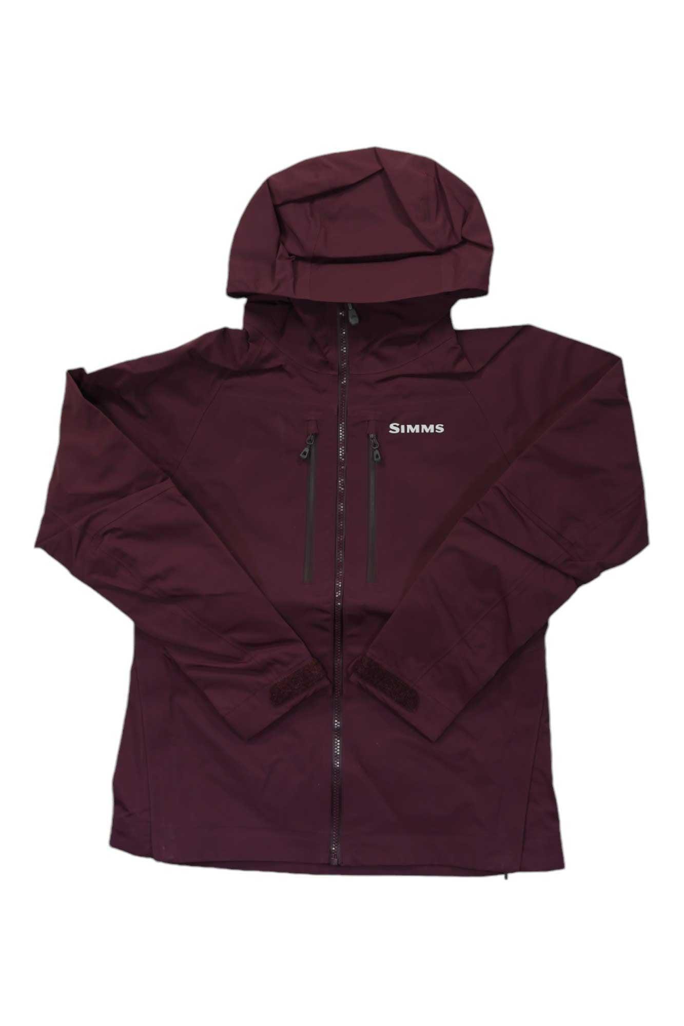 Hooded Simms Freestone jacket, mulberry, front zip and Simms chest logo