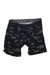 The BN3TH Mens Classic Print Boxer Brief, featuring black and gray camouflage, a lace-up front closure, and MyPakage Technology, is displayed against a white background.