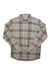 The Faherty Mens Legend Sweater Shirt is a plaid button-up flannel in beige, tan, gray, and white with two chest pockets and button flaps, blending timeless style and cozy comfort.