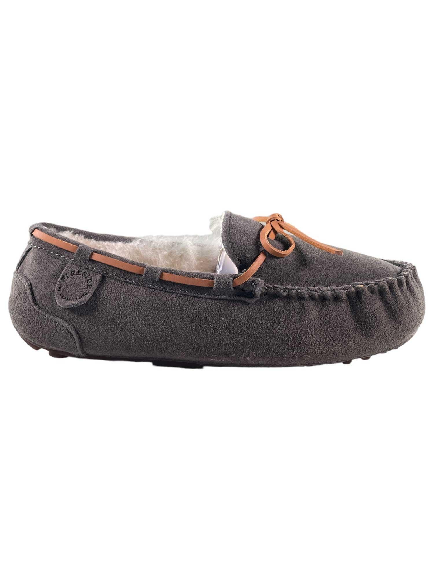 Fireside By Dearfoams Women's Victoria Genuine Shearling Lace Moccasin Slipper Fireside by Dearfoams