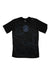 The Adidas Mens D4R RTFO Tee is a black short-sleeve top with subtle blue swirling patterns, moisture-wicking fabric, a circular End Plastic Waste globe logo, and the Adidas logo on the right shoulder—perfect for running or daily wear.