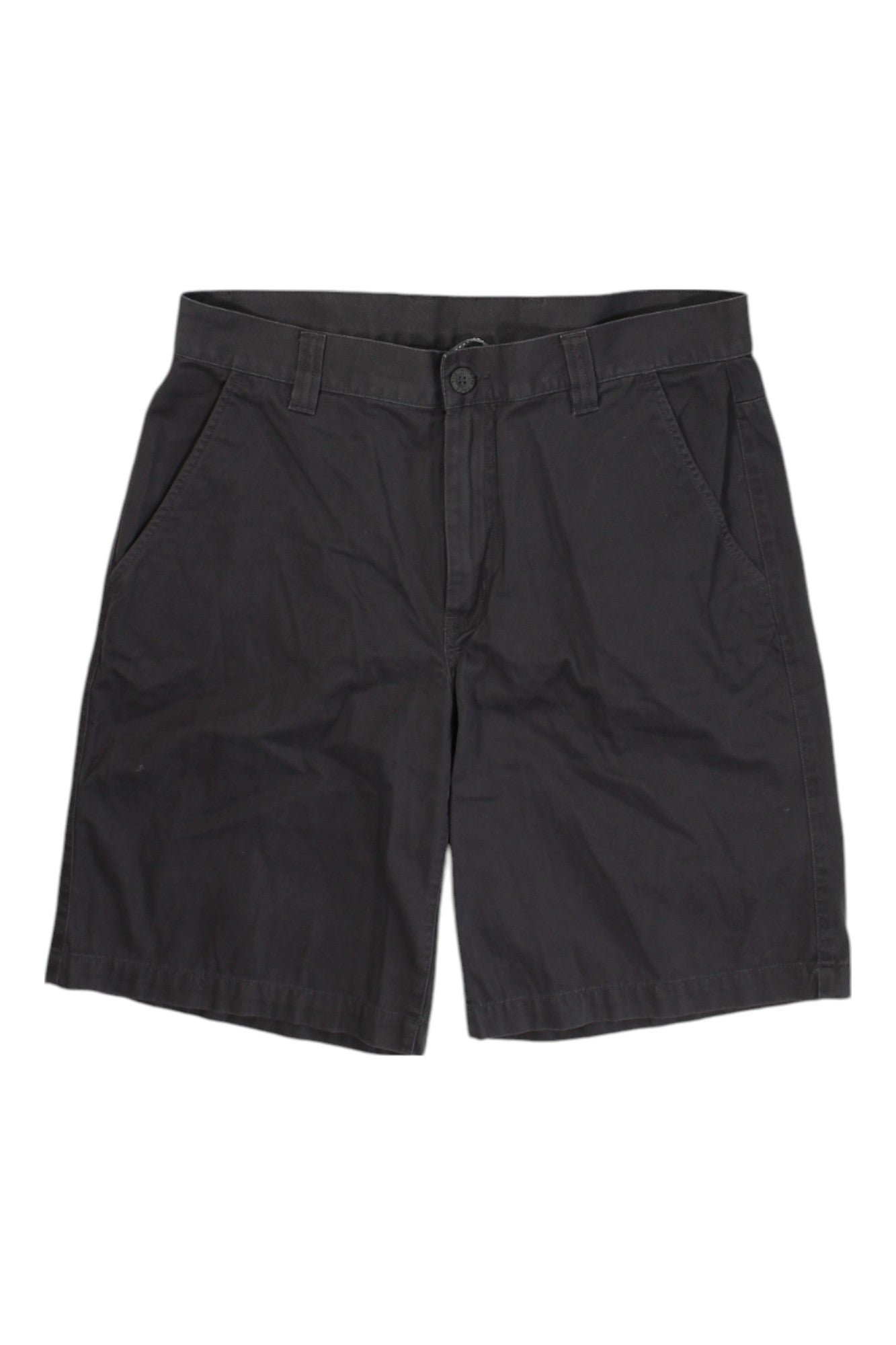 A pair of black Obermeyer Womens Vtg Pull On Shell Jogger shorts, knee-length with front pockets and belt loops, laid flat on a white background.