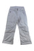 The Obermeyer Teen Boys Brisk Pant in light gray features waterproof fabric, belt loops, button and zipper closure, adjustable waist, side pockets, and a left thigh flap pocket—perfect for outdoor activities or workwear. Shown laid flat on a white background.