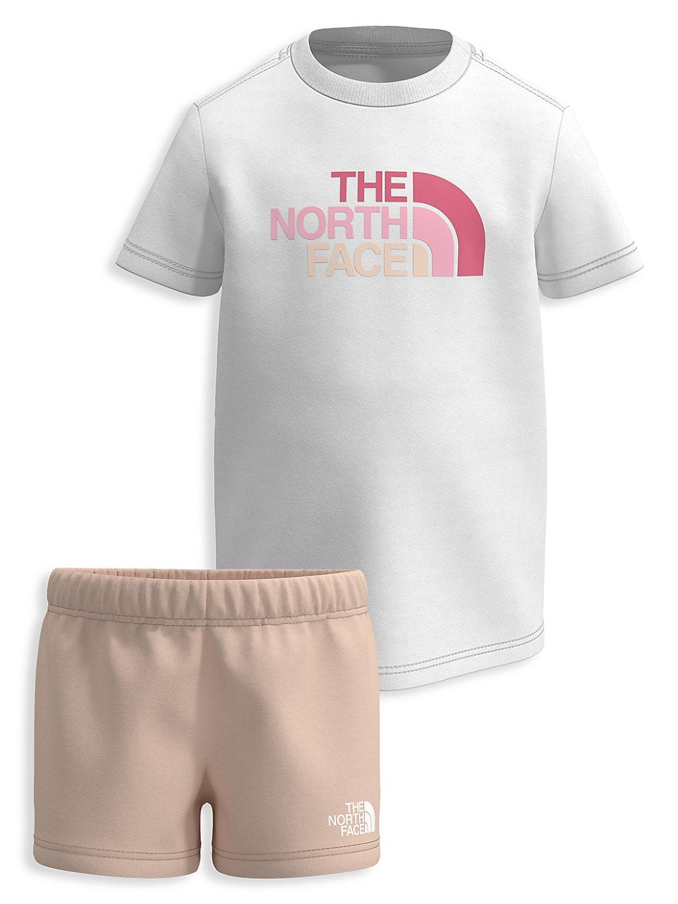 Toddler cotton T-shirt and shorts set with crew-neck white tee and blush logo shorts