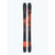 Backcountry ski pair by Liberty with dark bases, orange-red graphics, twin tips