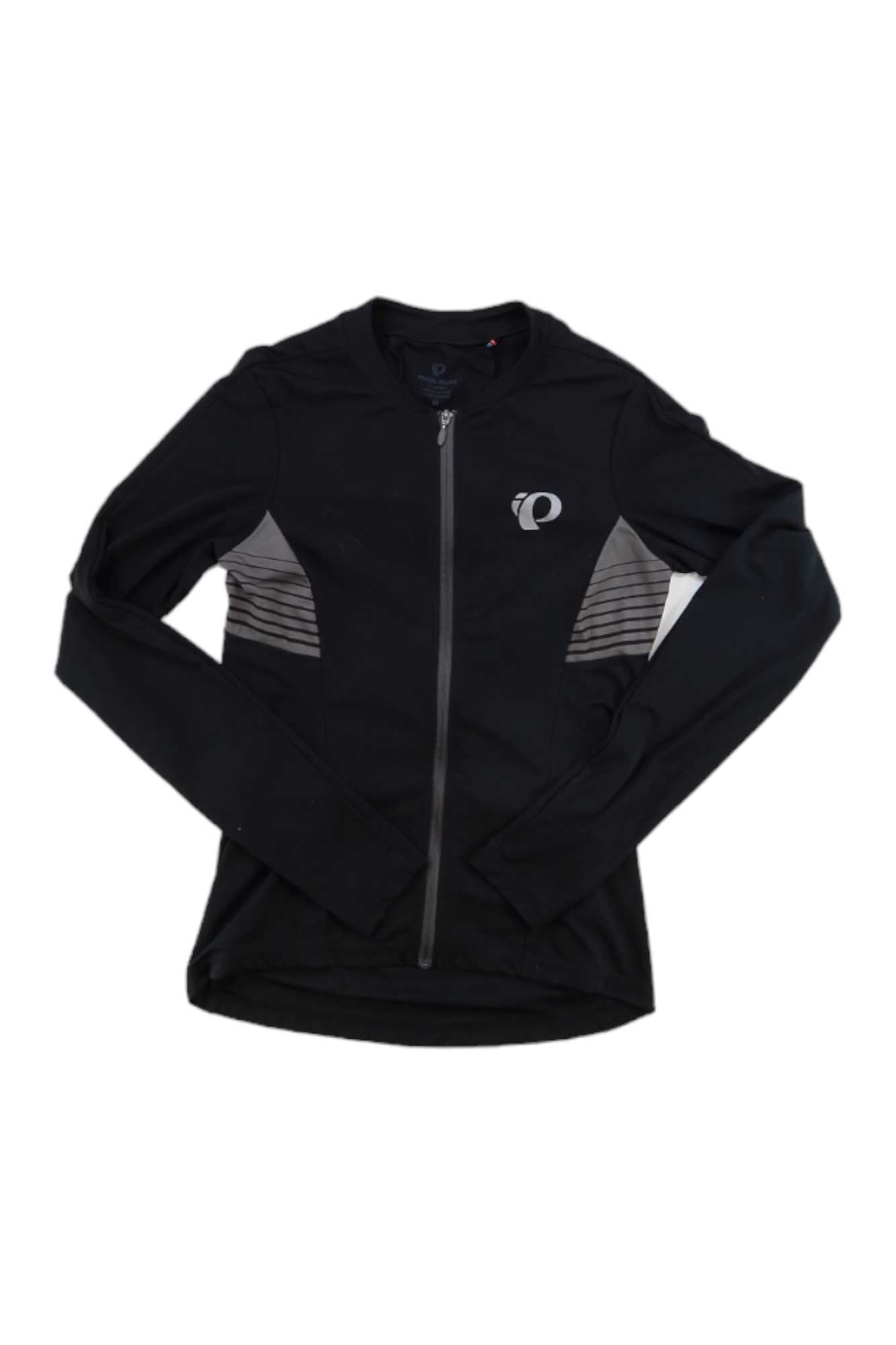 Pearl Izumi long sleeve cycling jersey, black with front zipper and side stripe panels