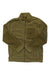 The Roark Mens Landfall Fleece in olive green features a high collar, zippered chest and side pockets, and darker patches on the sleeves and shoulders. Perfect for hiking. Shown laid flat on a white background.
