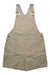 Women’s cotton shorterall in light tan with adjustable straps, chest pocket, and button details