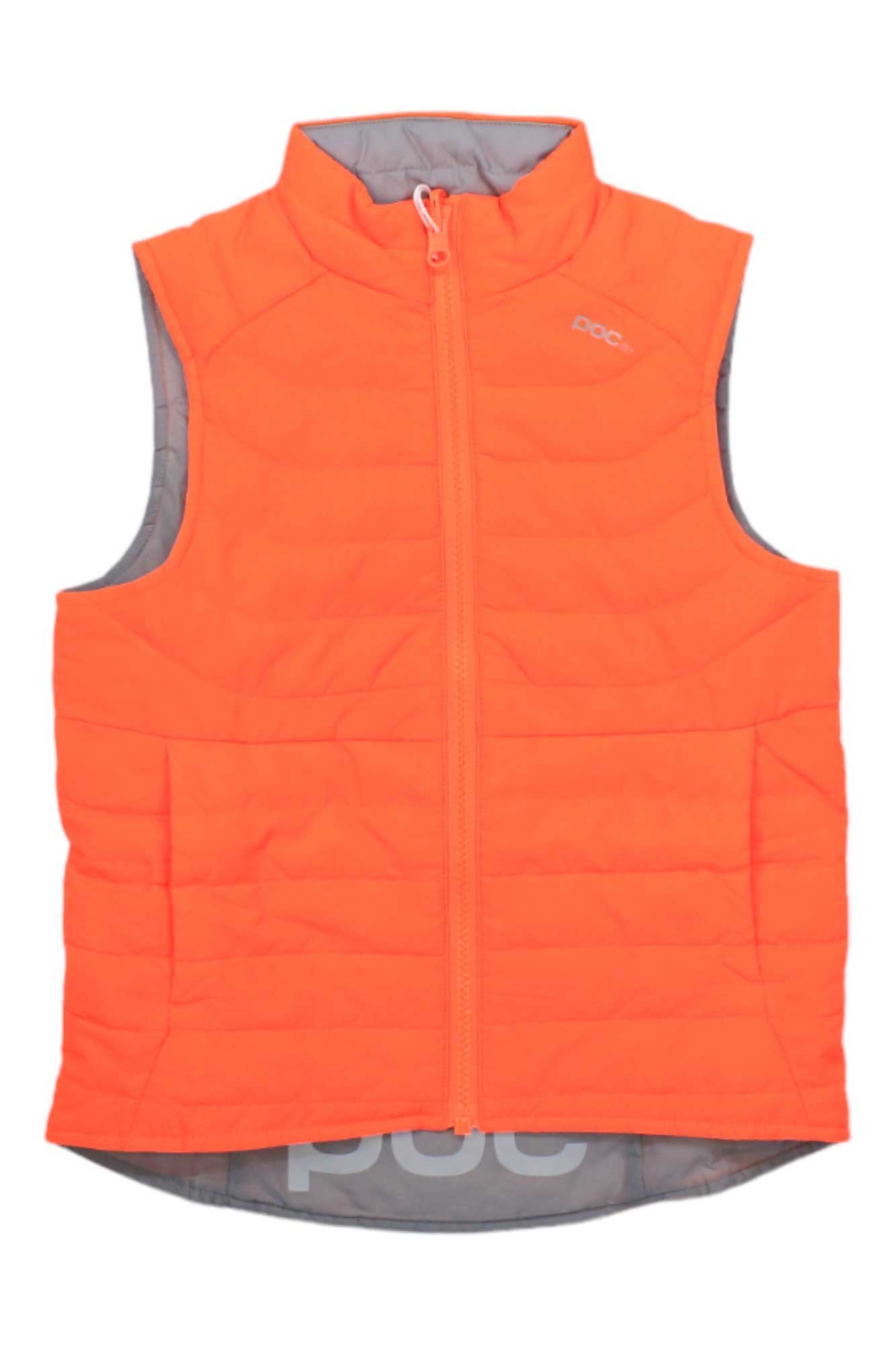 POC kids padded liner vest, fluorescent orange sleeveless with full zip