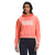 Women's logo play hoodie, coral pink with 'Never Stop Exploring' logo print