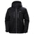 The Helly Hansen Mens Juniper 3.0 Jacket is a black, waterproof, breathable jacket with a hood, front zipper, two vertical chest pockets, adjustable cuffs, Primaloft insulation, and the HH logo on the left chest—perfect for cold or wet weather.