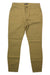 The Toad & Co Womens Earthworks 5 Pocket Skinny Pant in tan, made from organic cotton, features front and back pockets with button and zipper closure, shown flat on a white background.