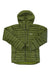 Men's olive green hooded puffer jacket with full-zip and quilted insulation; Rab logo.