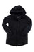 The Burton Womens GTX Treeline Jacket is a black, insulated hiking coat with a hood, front zipper, two large pockets, and long sleeves, shown laid flat on a white background.