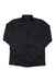 Men's black zip-up jacket with stand collar and center front zipper, long sleeves