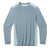 The Smartwool Mens Active LS Tech Tee features long sleeves and comes in two light blue shades, with darker blue on the front and sleeves and lighter blue on the shoulders and sides. Perfect for hiking, it's shown laid flat on a white background.