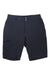 The Black Diamond Mens Valley 11.5 Short is a water-resistant, black, knee-length short featuring two front pockets, a side zipper pocket, belt loops, and a double-button waist closure.