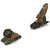 Ski binding with brown top plate and black mounting components