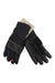 Black cycling gel gloves with textured knuckle area and padded palm, cuff tab