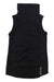 Black sleeveless tunic vest with high neck and side zipper accents