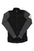 The Rapha Women's Pro Team Long Sleeve Training Jersey features a black body, dark gray sleeves, and a light gray patch on the upper left sleeve, perfect for training rides. Shown flat on a white background.
