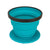 Coffee dripper cup with teal silicone body, black rim, and stacked ridges