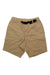 The Gramicci Mens NN-Short is a beige, knee-length hiking short with an adjustable waistband, side pockets, and an integrated black buckle belt, shown laid flat on a white background.
