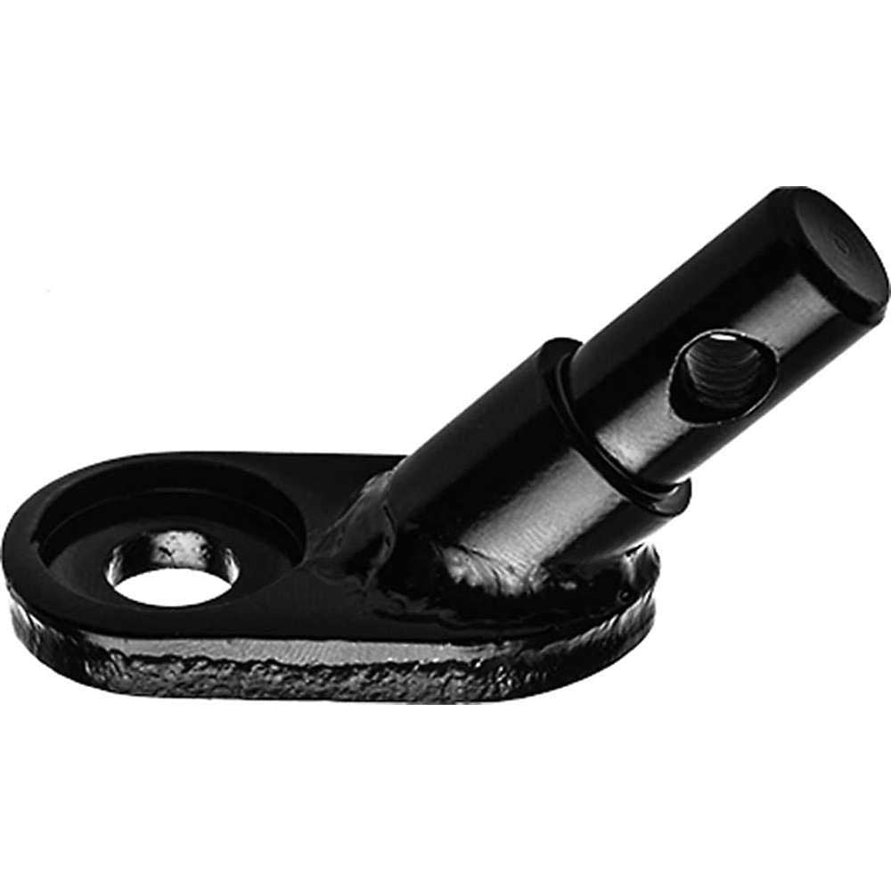 Black trailer mount bracket with circular hole and cylindrical arm