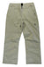 The Spyder Mens Traction Pant in beige features waterproof skiing design, zip and snap front closure, zippered side pockets, reinforced cuffs, PrimaLoft ECO insulation, and a small black spider logo on the upper right leg. Laid flat on white.